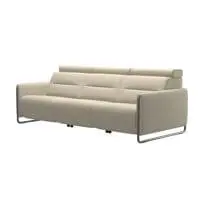 Emily Steel Leather Power Three Seater Sofa